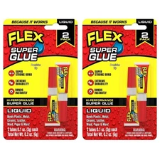 Flex Super Glue Liquid, (2) 2-3 Gram Tubes, Dries Quick And Clear, Instant Bond