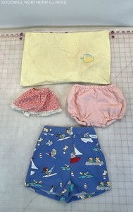 Vintage Toddlers' Shorts Size 4T, Diaper Cover, Doll Skirt, Yellow Pillowcase