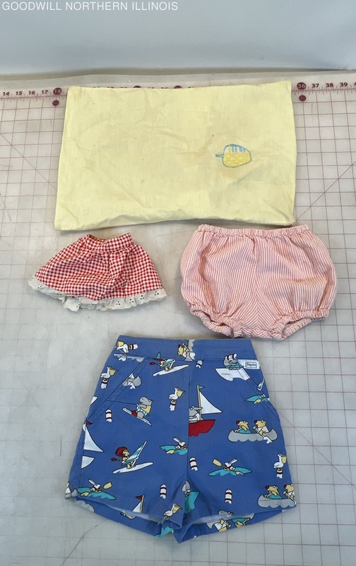 Vintage Toddlers' Shorts Size 4T, Diaper Cover, Doll Skirt, Yellow Pillowcase