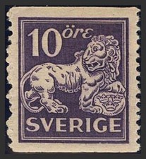 Sweden. * MH Yvert 195B. 1925. 10 O Violet. VERTICALLY PERFORATED 13. MAGNIFIC