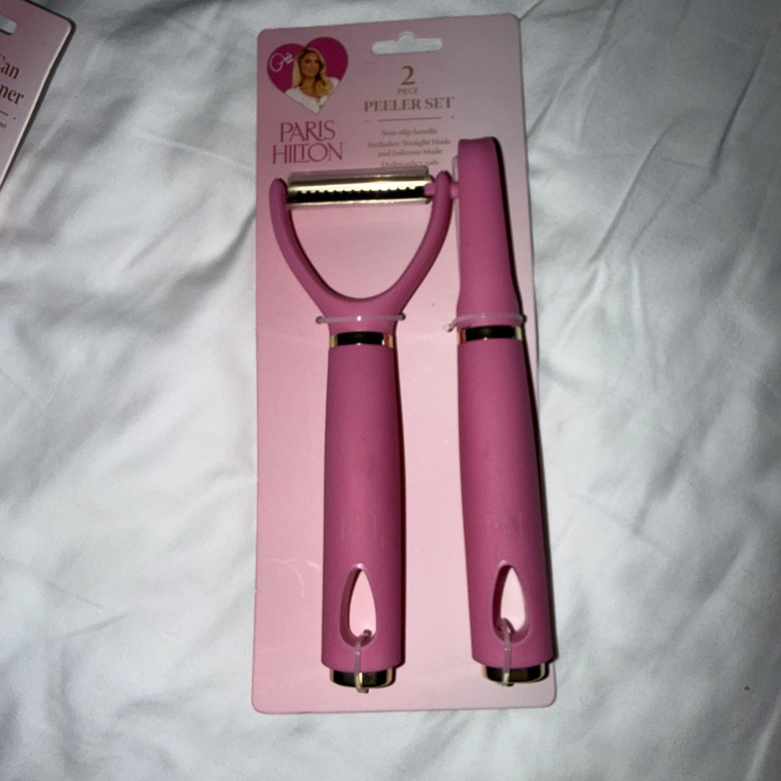 Paris Hilton PINK Peeler Set - Kitchen Gadget - Straight & Julienne NEW