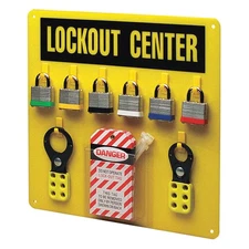 CONDOR 437R73 Lockout Station,Black/Yellow,14" H 437R73