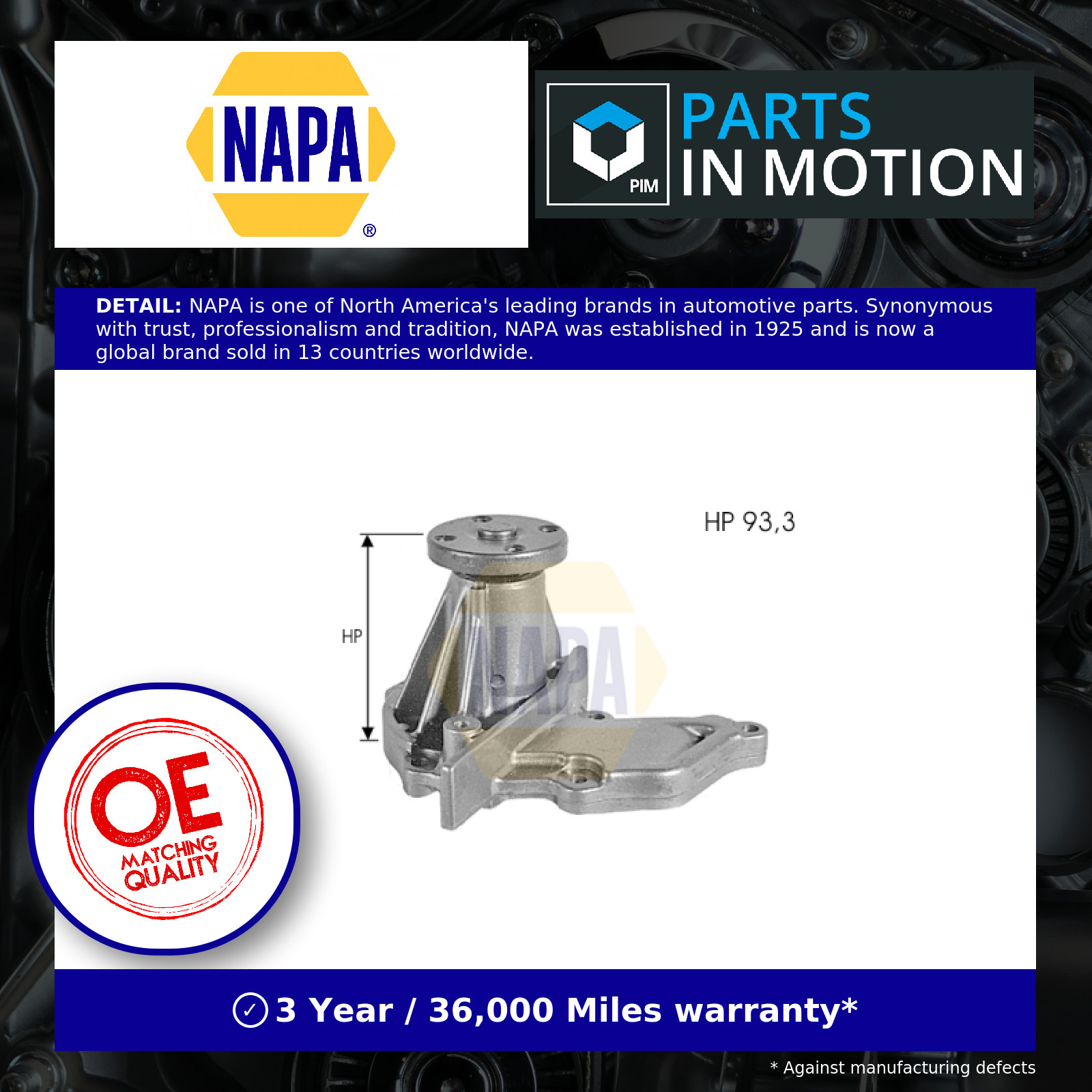 Water Pump fits MAZDA 2 DY 1.3 03 to 05 Coolant NAPA 1007714 1350461 1E0515010