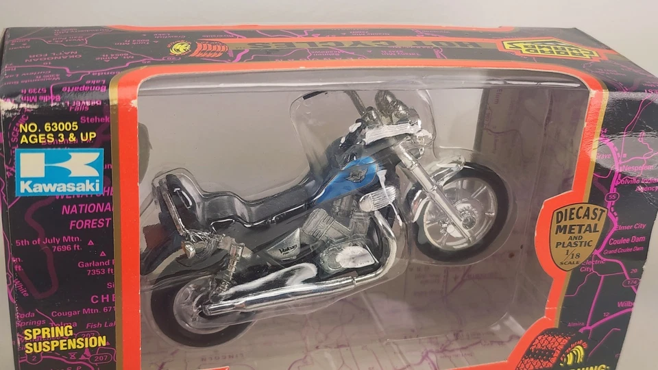 Vintage 1996 ROAD CHAMPS - HOT CYCLE - 1:18 Scale Diecast Dirt Bike original box - Image 3 of 4