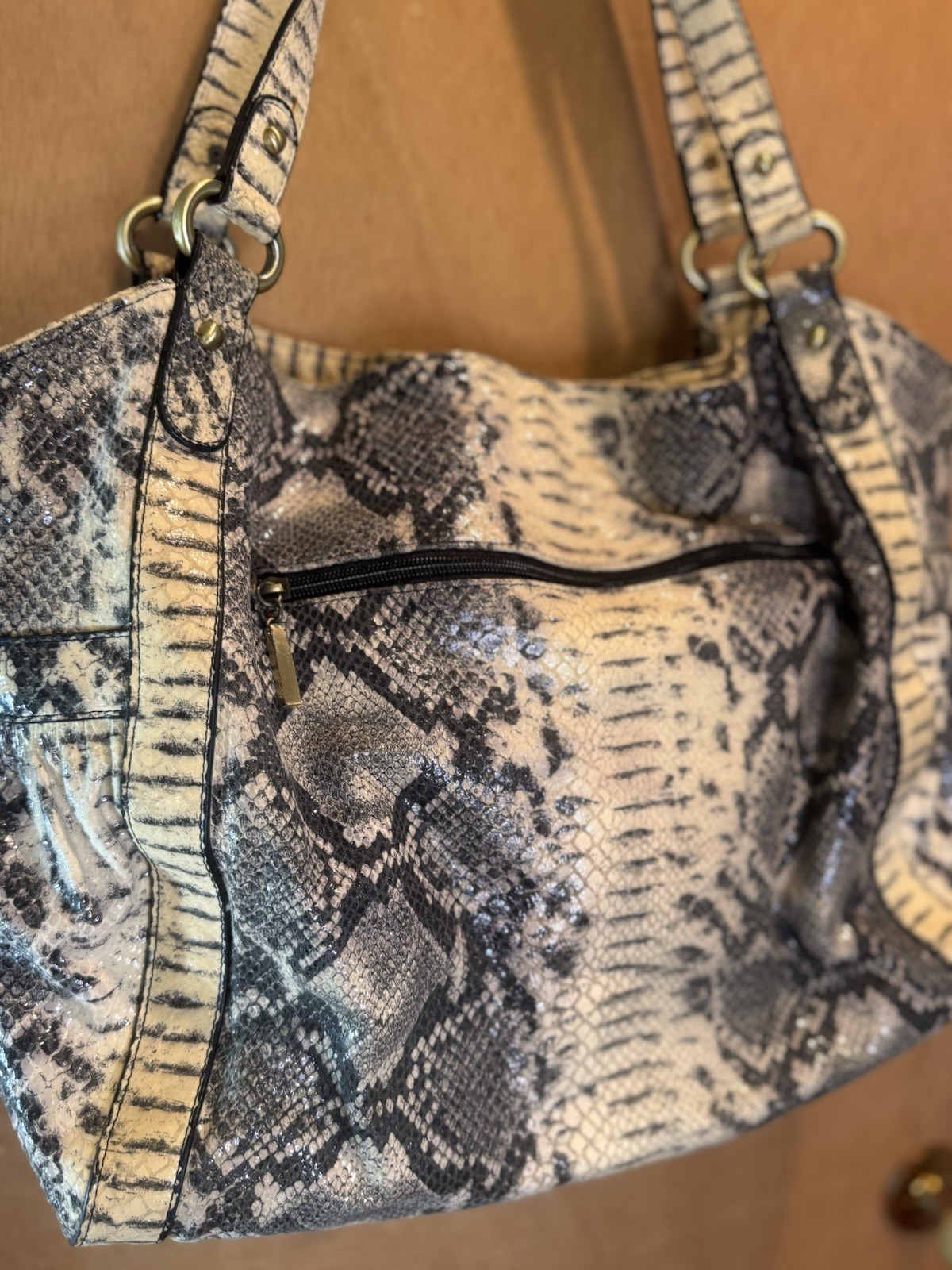 The Find Python Pattern Leather Large tote Handba… - image 4