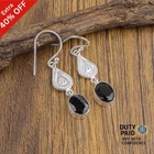 Oval Black Onyx Stone Artisan Birthday Wife Earrings Jewelry 925 Sterling Silver