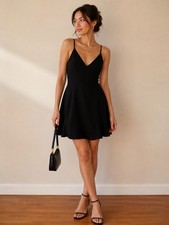 Express Coquette Classic Little Black Spaghetti-Strap Mini Dress