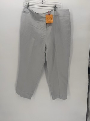 NWT Ruby Rd. Women's Pants Linen Blend Grey Minimalist BOHO Capri Beaded Sz 16p