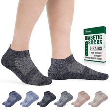 Bulinlulu Diabetic Socks Large, Navy/Pale Blue/Navy Blue/Offwhite/Tan/Khaki