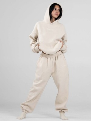 Comfrt Signature Hoodie + Jogger Sweatpants Bundle Medium Bone Beige Oversized
