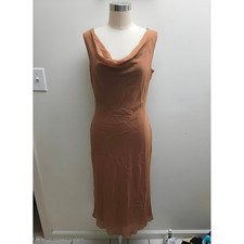 Mango MNG Women Terracotta Copper Cowl Neck Sleeveless Midi Dress Size 6 M
