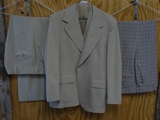 Vintage 1960s Men's 4 Piece palm beach suit khaki 2 pair of pants vest 42R 38x30