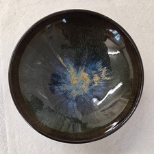 Vintage Studio Pottery Ceramic Bowl Hare's Fur Glaze Stephen Breuer Lancaster