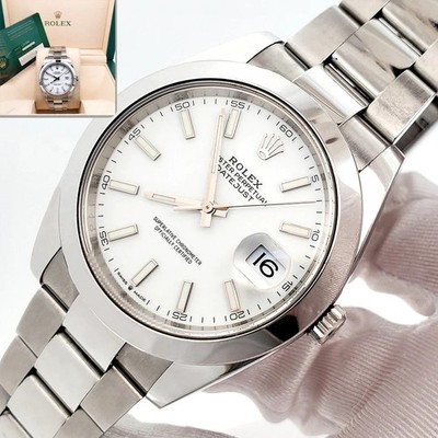 2021 Rolex Datejust 41 126300 White Index Steel Oyster Watch Box Papers