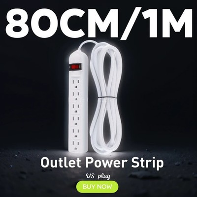 6 Outlet Power Strip US Plug Multi Socket Extension Switch Home Office