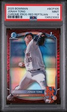2025 Bowman Chrome Jonah Tong #BCP-105 Red Reptilian Refractor /5 Mets PSA 9