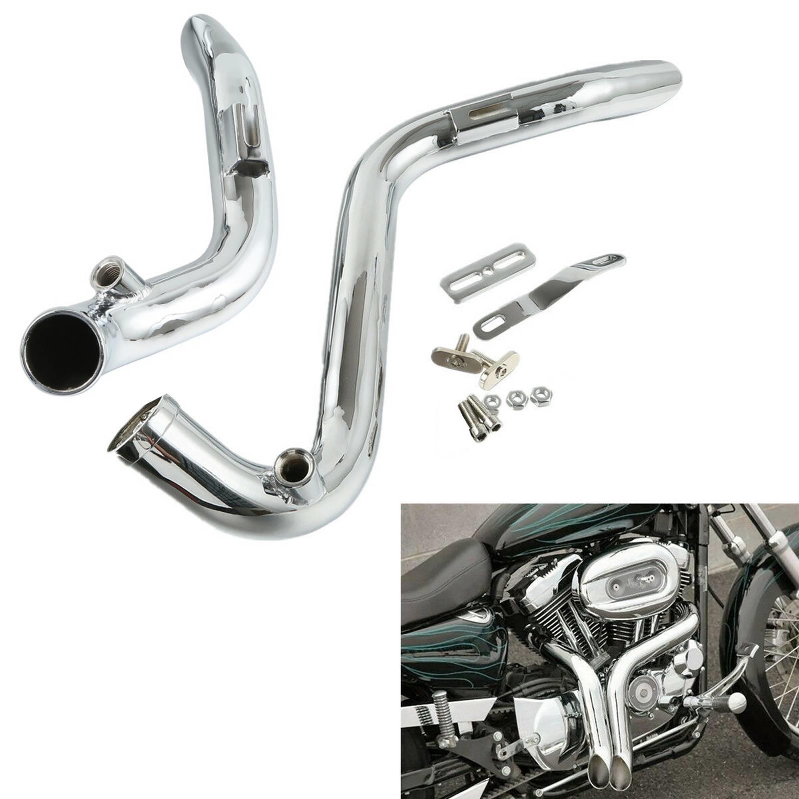 Chrome 1.75"" Drag Pipes for Harley-Davidson FLSTSB Cross Bones 08-11