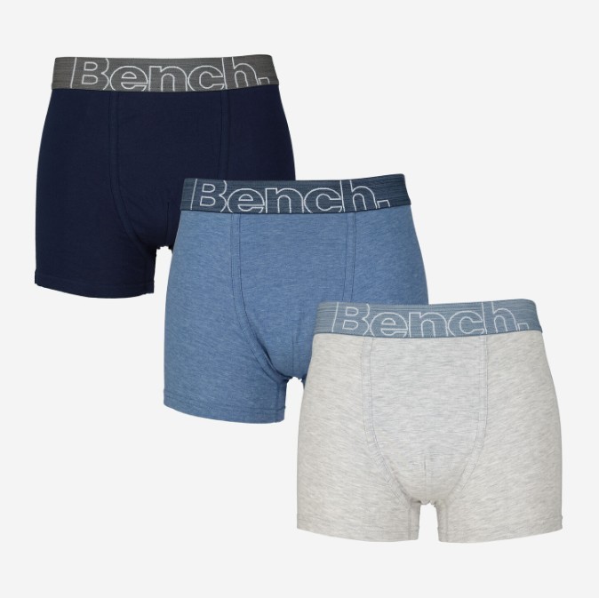 Bench Mens 3 Pack Boxer Shorts Trunks Underwear Size XL New Logo Waistband Multi