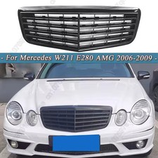 Front Hood Grille Chrome Bumper Grille Black for Mercedes W211 E-Class 2006–2009