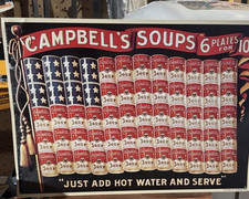 Campbell's Soup 1910 Lithograph Embossed Tin Plate Reproduction Sign Red