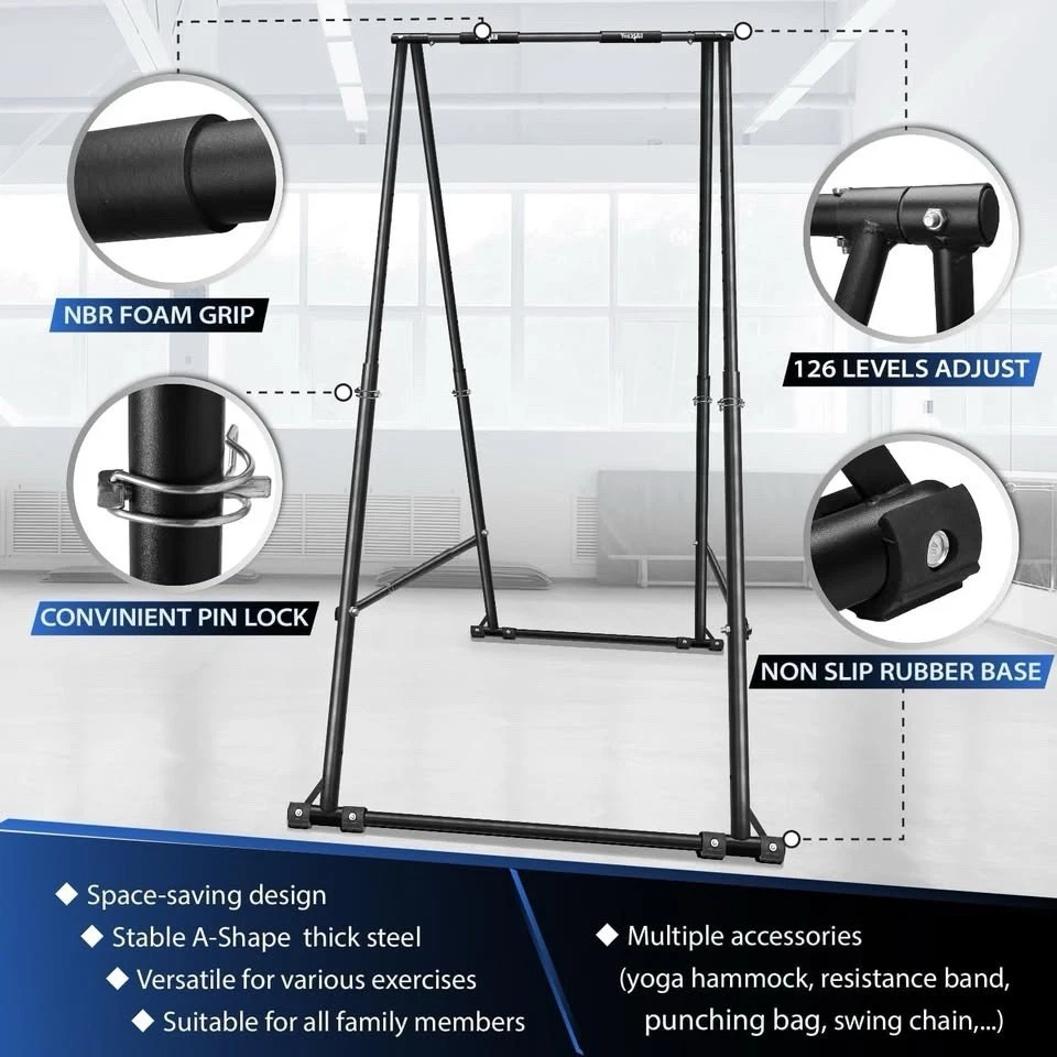 Отдельно стоящая штанга для подтягивания и подбородка, грузоподъемность 770 фунтов - Изображение 2 из 4
