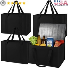 Insulated Grocery Delivery Bag Reusable Zipper Food Carrier Holds 24 Bottles New