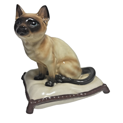 #ad Vintage Siamese Cat On A Pillow Porcelain Figurine 5quot; Made In Japan $24.97