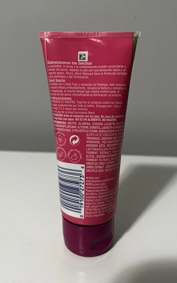 Biore Yuzu Lemon Brightening Exfoliator Face Scrub 100mL • NEW Skincare Cleanser - Image 2 of 2