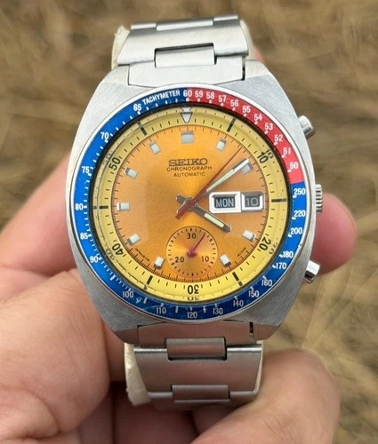 Vintage Seiko Pouge Automatic Chronograph 6139-6002 Watch (Pepsi)
