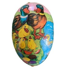 Colorful Paper Mache Decorative Egg Made in German Democratic Republic Vtg