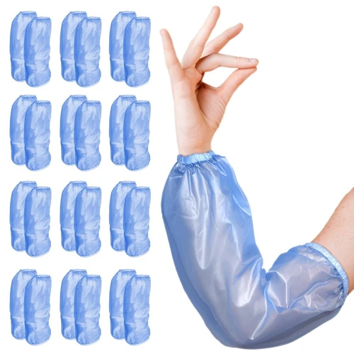 12 pairs Blue Disposable Oversleeves Arm Sleeves Waterproof PVC Large 6 Mil