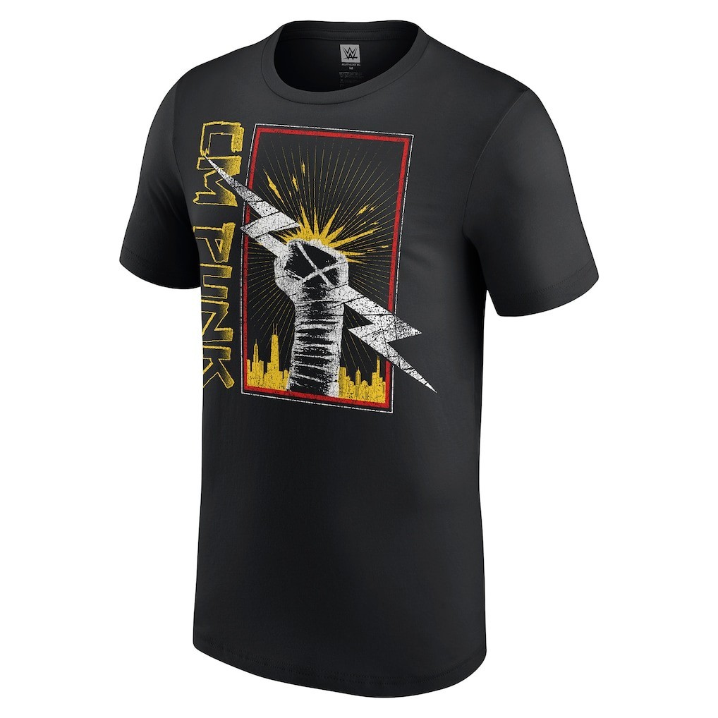 CM Punk Chicago Fist Black WWE Graphic T-Shirt Tee Shirt Authentic