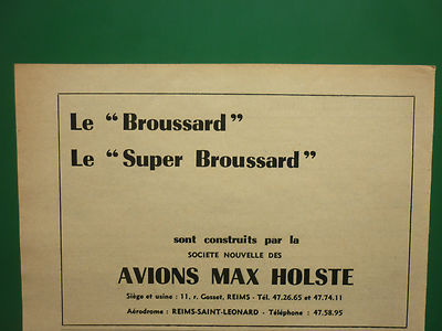 12/1957 PUB FLUGZEUGE MAX HOLSTE BROUSSARD SUPER BROUSSARD MH-250 ORIGINAL ANZEIGE