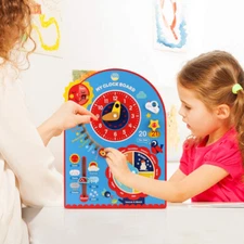 Jamohom My Clock Board Kids All About Today Calendar Board Clock Learning Toy