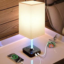3 Way Dimmable Touch Bedside Table Lamp With Usb A c Charging Ports 2 Ac Outlets