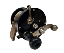 VINTAGE 1878 PFLUGER REEL WITH LEATHER BREAK MADE USA