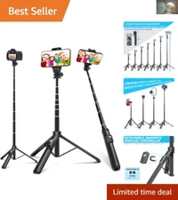 62-Inch Extendable Selfie Stick Tripod with Wireless Remote for Stunning Photos