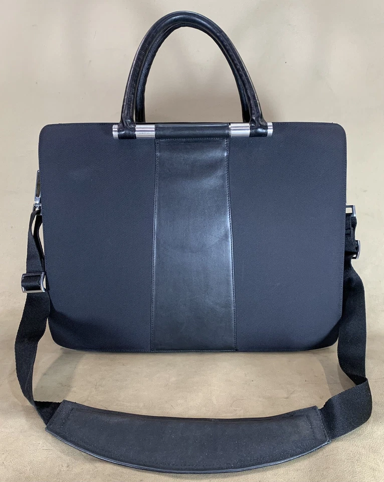 "Maletín de negocios expandible Zero Halliburton negro de nailon y cuero 17""" Foto 4 de 4