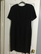 Vintage Talbots Dress Women Size 14 Black Sheath 100% Wool