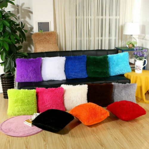 Fluffy Luxury Cushion Cover Furry Scatter Home Decorative Soft Plush Pillow Case 