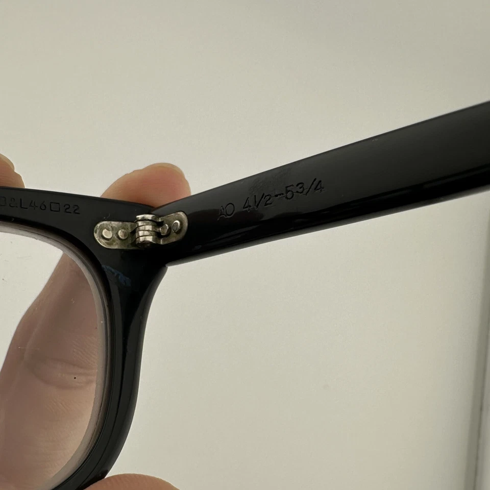 Gafas Negras Ópticas Americanas Bausch Lomb 46 [] 22 B&L AO 4 1/2 - 5 3/4 De Colección Foto 4 de 4