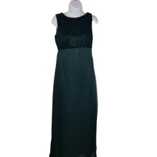 Vtg 90s y2k sleeveless green velvet prom homecoming formal dress 10 USA