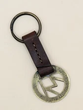 Vintage Marlboro Key Chain Solid Brass & Leather "The Marlboro Brand"  Keyring