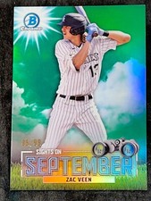 2023 Bowman Chrome GREEN REFRACTOR Sights On September Zac Veen 85/99