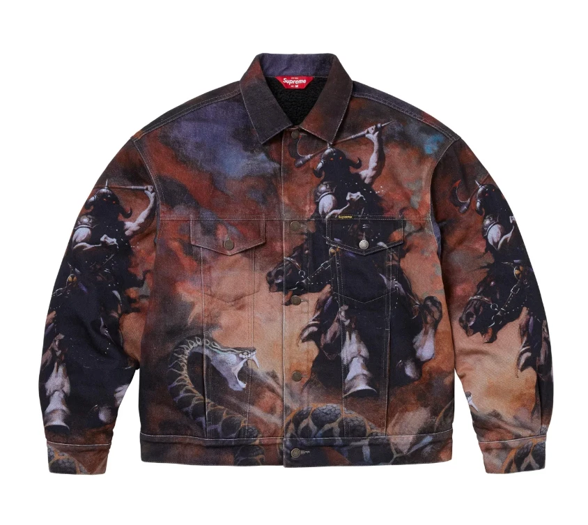Veste camionneur doublée fausse peau de mouton Supreme/Frank Frazetta taille M