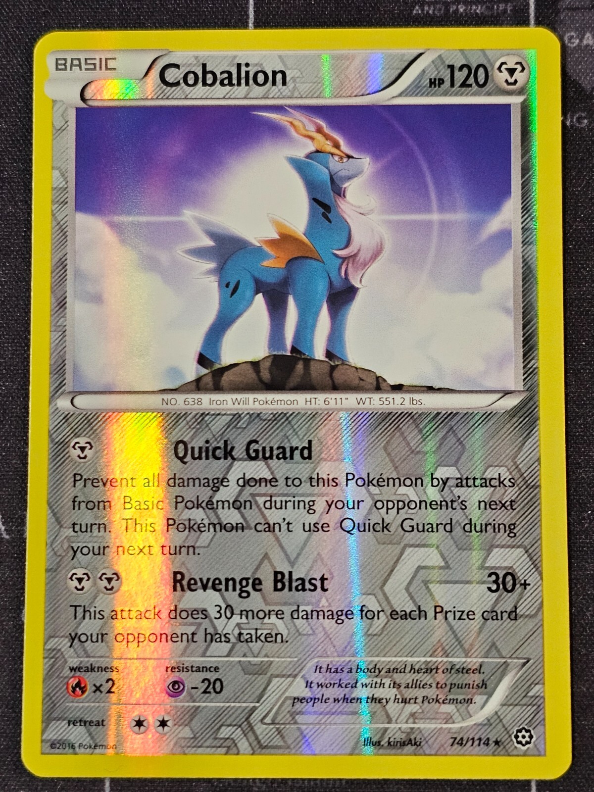 Pokémon TCG Cobalion Steam Siege 74/114 Reverse Holo Rare