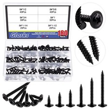 180Pcs 6 Sizes 8 Phillips Modified Truss Head Wood Screws Assortment Kit 8 x...