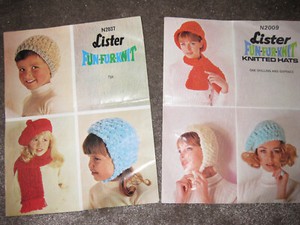 Vintage Strickanleitungen Kinder Erwachsene Damen Wollmützen Mützen Mützen Lister