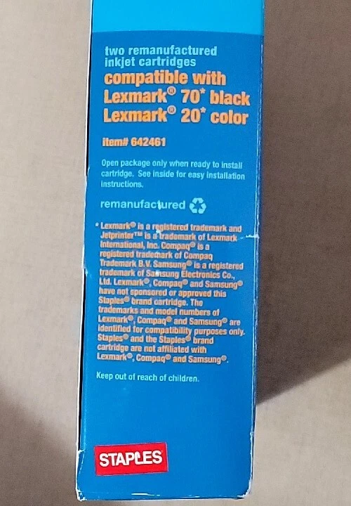 2PK COMPATIBLE Lexmark #70 Black, #20 Color Ink Cartridges SEALED - Image 4 of 4