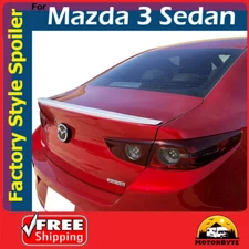 Trunk Spoiler For Mazda 3 4dr Flush Mount 2019+ Painted 41W Jet Black
